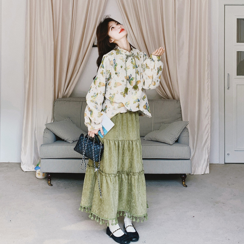 【大货】26春新中式蝴蝶上衣+半身裙套装C021-2620-P195控318,女装套装/套裙,2C021