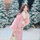 出货中毛呢加绒套装-配围脖和胸前挂坠C021-3083-P235控358，女装套装/套裙，2C021