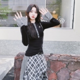 【26春季大货】黑白格子拼接两件套套装C021-1013-P165控248，女装套装/套裙，2C021