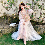 【新款】超仙马甲+网纱印花连衣裙两件套C021-2653-P215控348，女装套装/套裙，2C021