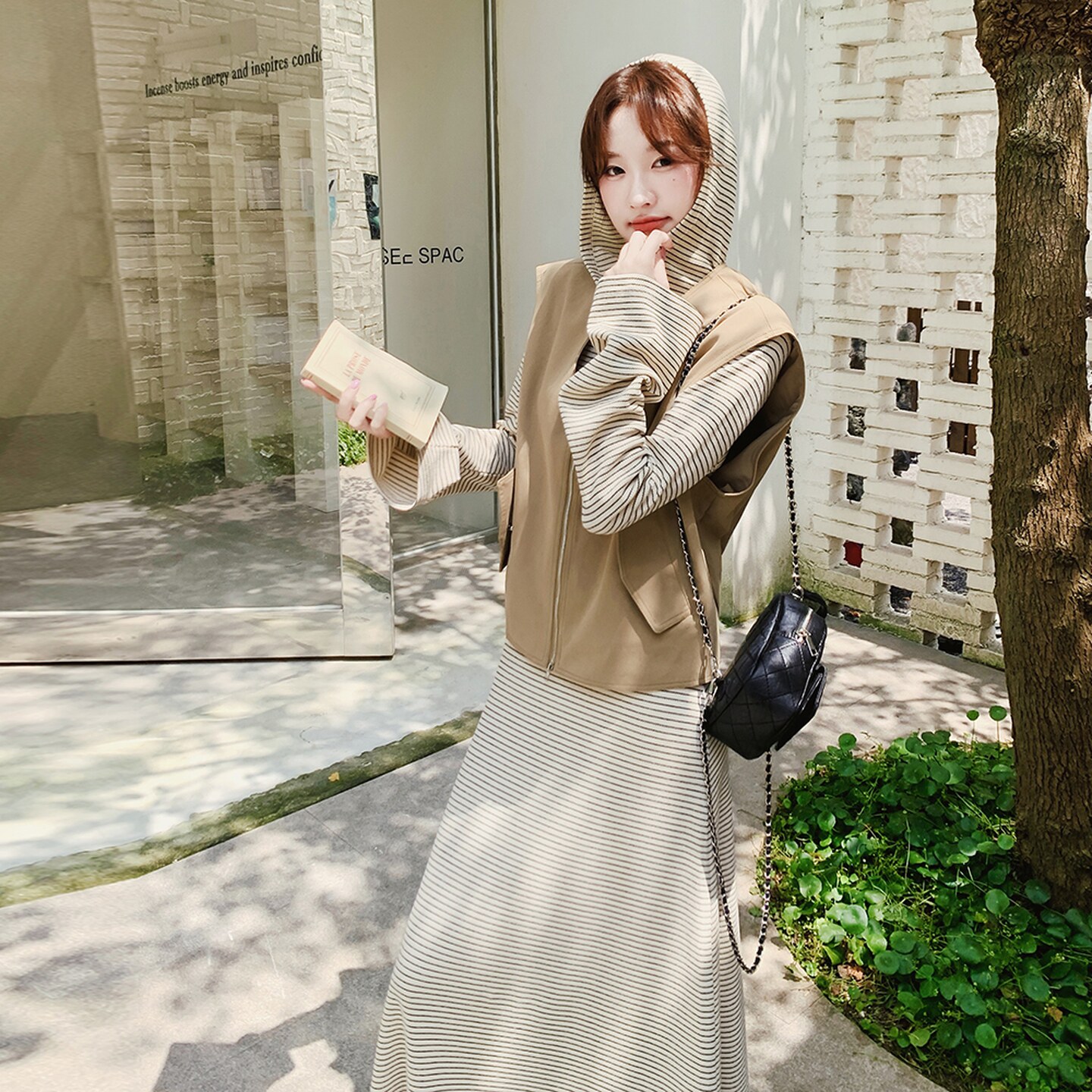 【26春款大货】卡其马甲条纹裙套装C021-1033-P175控268,女装套装/套裙,2C021