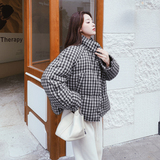 灰白格子羽绒服女冬超火好看高级小众独特漂亮短款加厚面包服外套，女装羽绒服，2C021