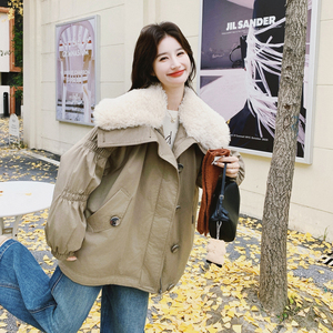 新款大货！羊羔毛领羽绒服内胆派克服90绒C021-3211-P345控518,羽绒服,2C021