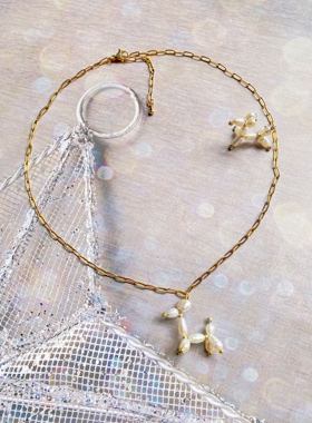 气球狗天然淡水珍珠镀金项链女