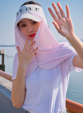 防晒帽帘子女夏季户外登