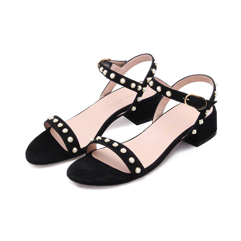 stuart weitzman/sw凉鞋女士时尚珍珠装饰中跟凉鞋tibby 35 pearl