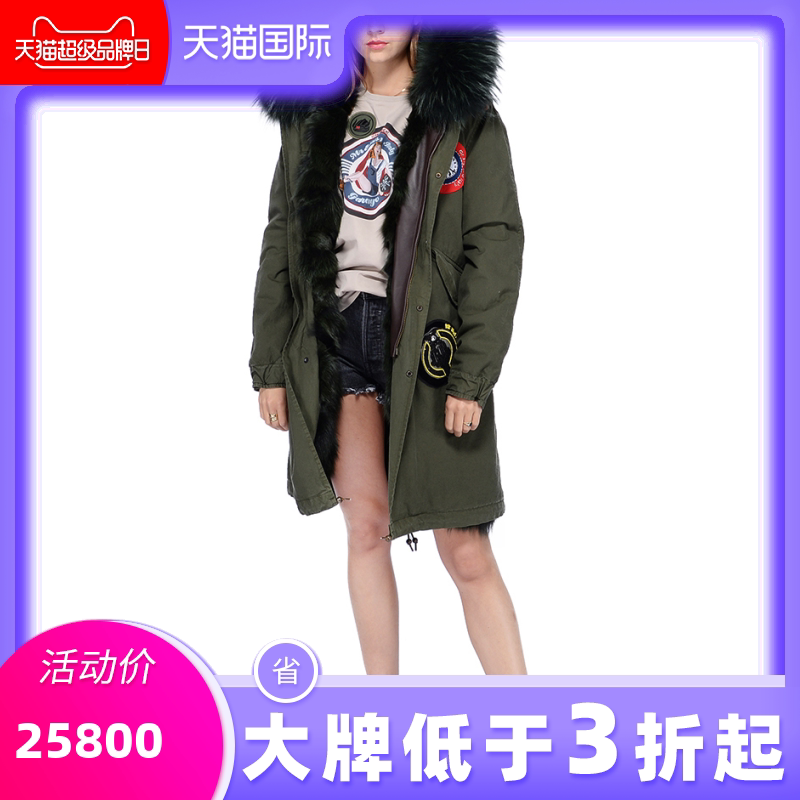 mr & mrs italy皮草夫妇徽章大衣狐狸毛内胆长款休闲外套 pk390se