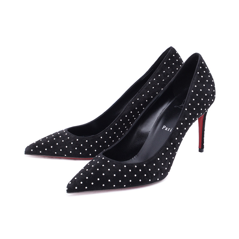 christian louboutin女鞋新款绒面革尖头细跟高跟鞋 kate plume