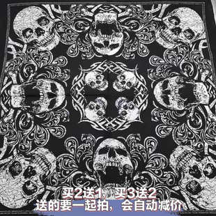 嘶吼骷髅方巾时尚潮围巾围脖纯棉嘻哈街舞大方巾男女头巾发带