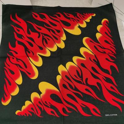 纯棉红色对半火焰嘻哈发带围巾围脖跳街舞头巾方巾55cm