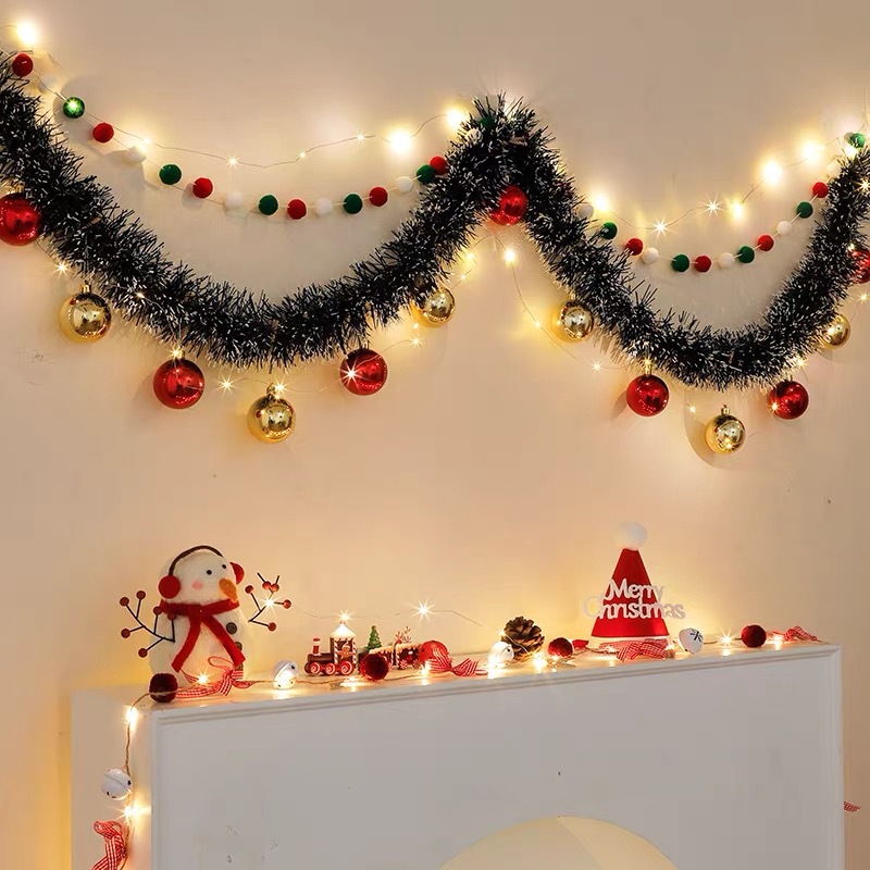 圣诞节装饰品彩旗毛条装饰圣诞树