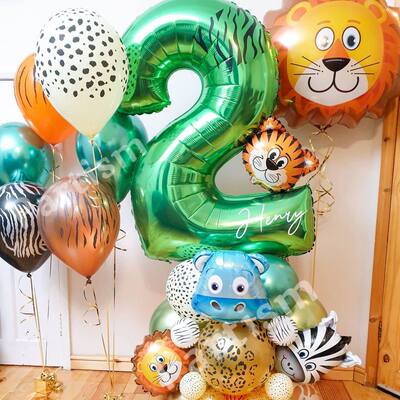 1set Animal Pattern Jungle Safari Birthday Party Latex Ballo