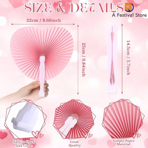 纸扇婚礼粉色爱心圆形纸扇折叠扇