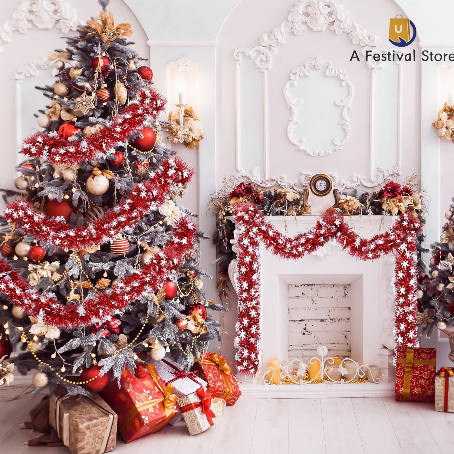 圣诞装饰毛条雪花六芒星形状居家