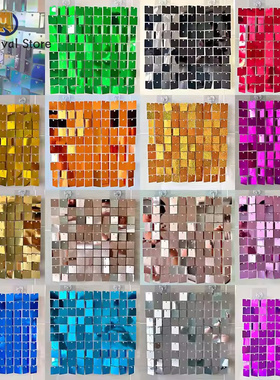12 Pcs Shimmer Wall Backdrops Square Sequin Panels Decor For