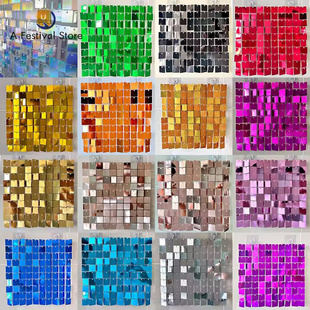 12 Pcs Shimmer Wall Backdrops Square Sequin Panels Decor For