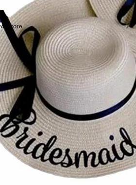 Bride to be hat Bridesmaid hat Bachelorette Hat沙滩复古草帽