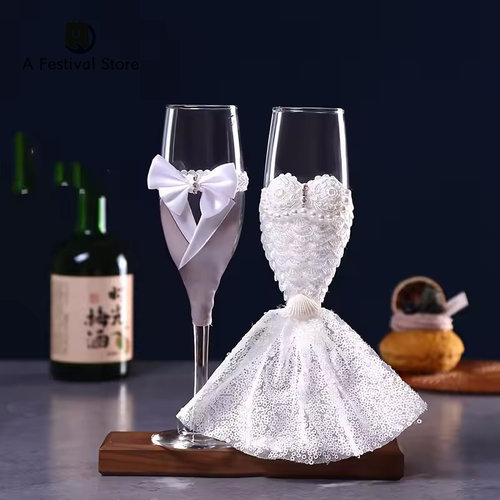 婚礼对杯装饰婚庆浪漫布置