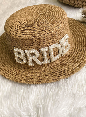 Bride Straw hat Bach weekend Bachelorette hen Party Bridal S