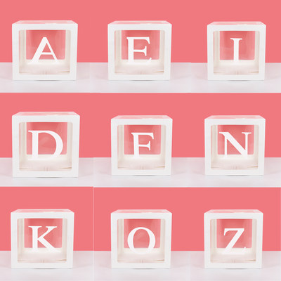 A-Z letter Name Transparent Balloon Box BABY ONE Blocks Boy