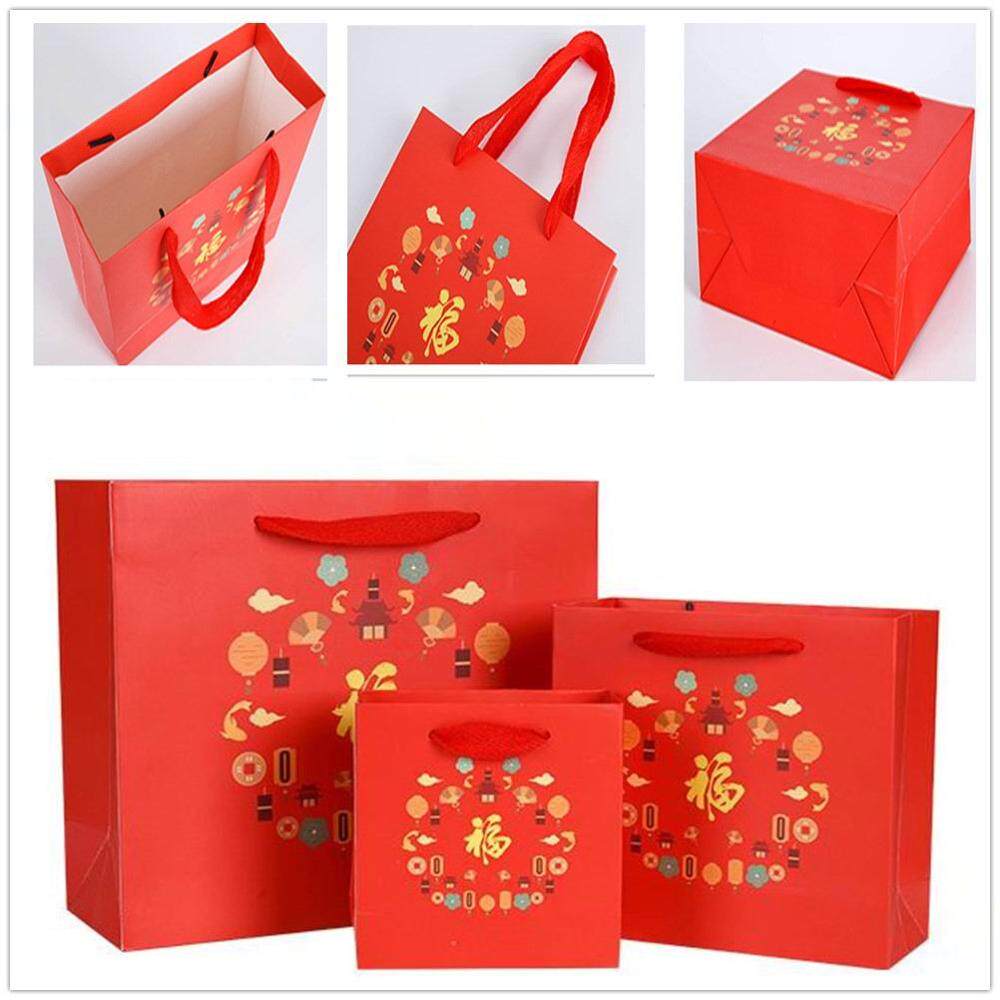 new year spring festival chinese red gift paper bag packagin