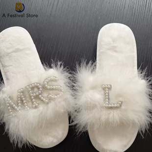 Mom Feather Slippers for Mother of The Bride Bridal Shower