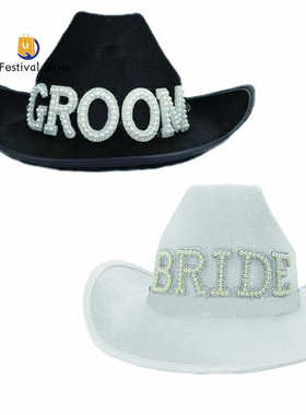 Bride groom Cowgirl Cowboy Hat Country Western Space Disco N