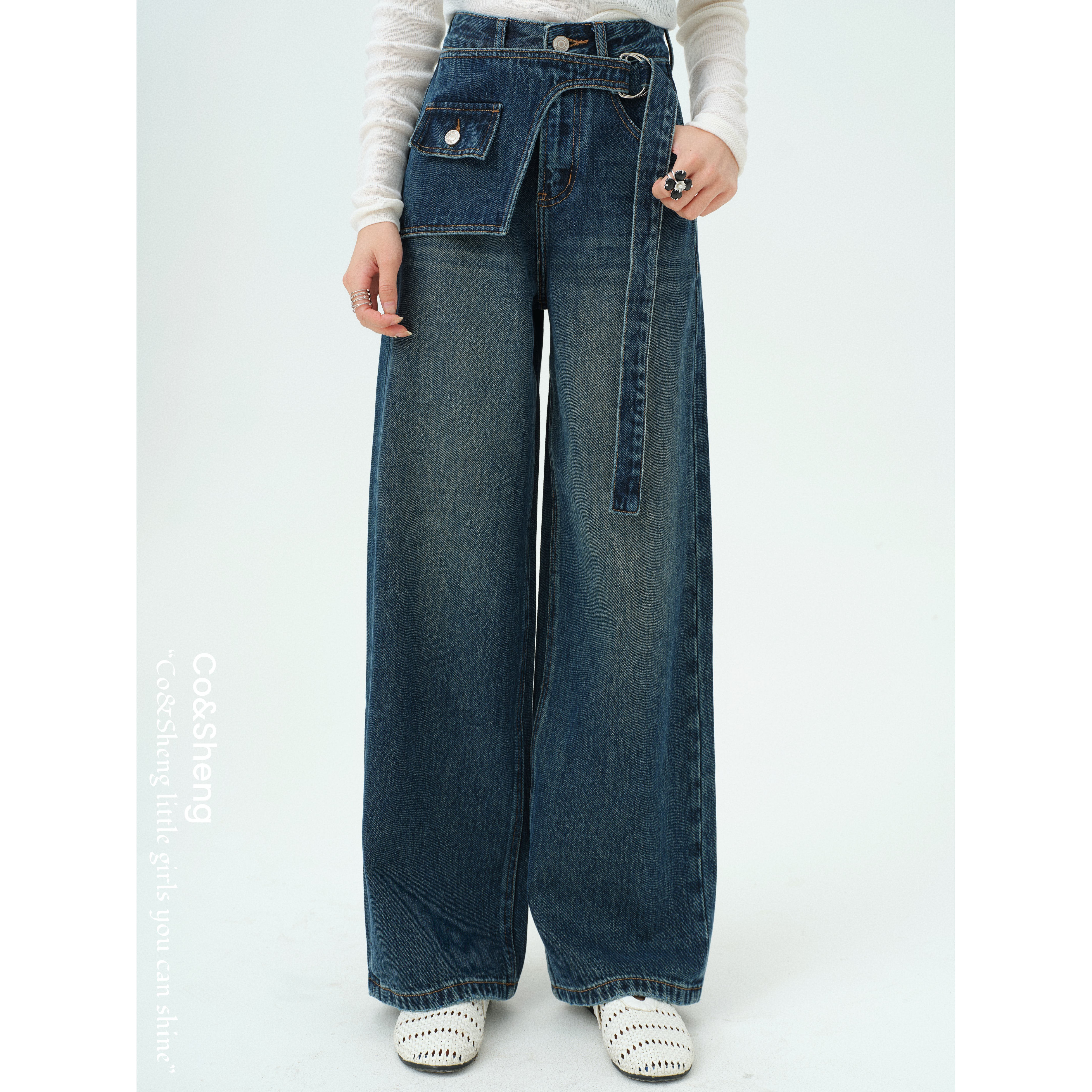 旧影日记/co&sheng小个子直筒牛仔裤高腰显瘦百搭女款长裤