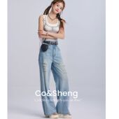 女洋气衣服女欧若风 破洞牛仔裤 烟岚 co&sheng重生150小个子夏季