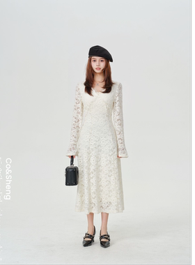 追云/co&sheng小个子蕾丝显瘦连衣裙收腰裙子秋冬
