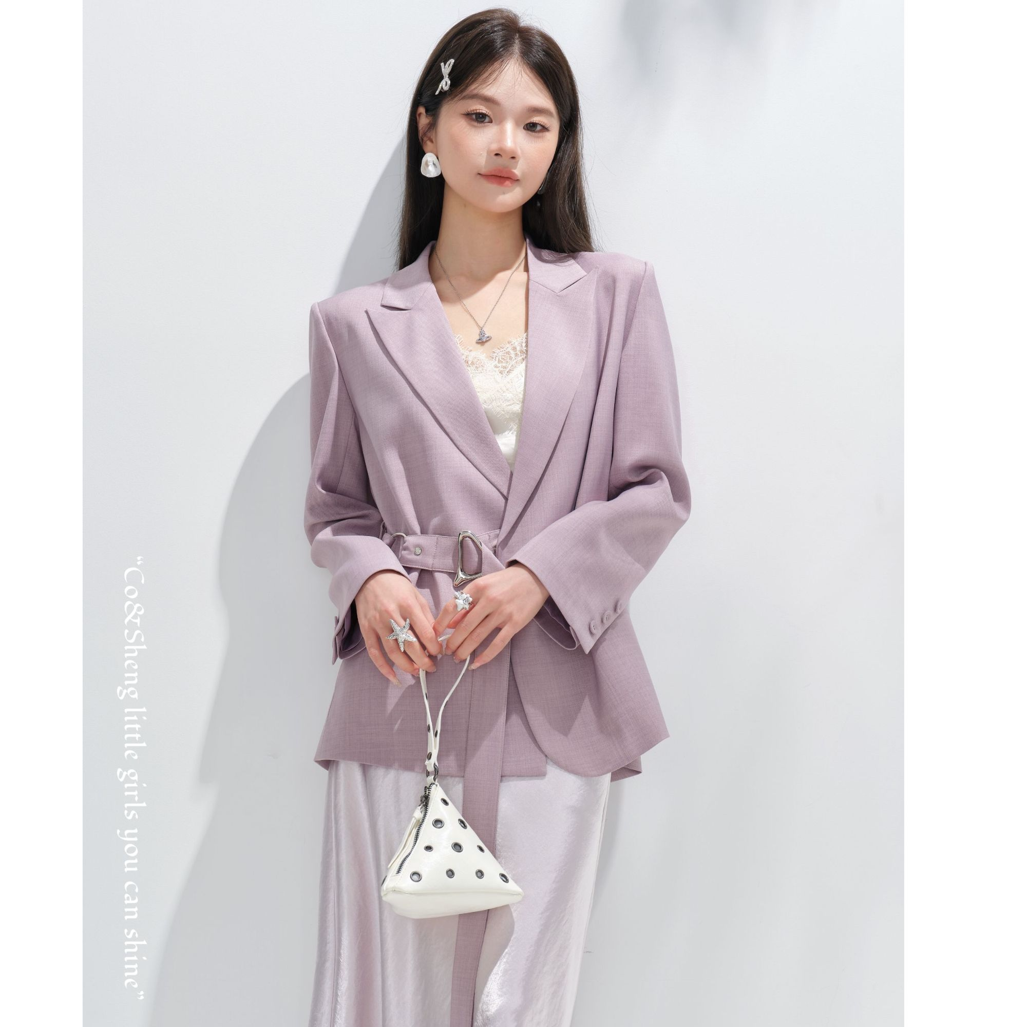 重生小个子夏新款紫色西装外套女温柔设计感小众气质名媛高端西服