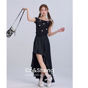 艾莉薇/重生小个子春夏新款蝴蝶结蕾丝短袖女欧若风清新日常百搭