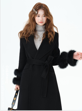 芬兰漫雪/重生 长款羊毛羊绒大衣外套绑带韩系保暖 Co&Sheng