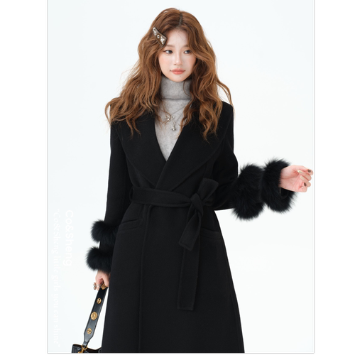 芬兰漫雪/重生 长款羊毛羊绒大衣外套绑带韩系保暖 Co&Sheng