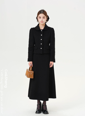 海伦娜/重生 秋冬时尚洋气套装羊毛羊驼外套半身裙女 co&sheng