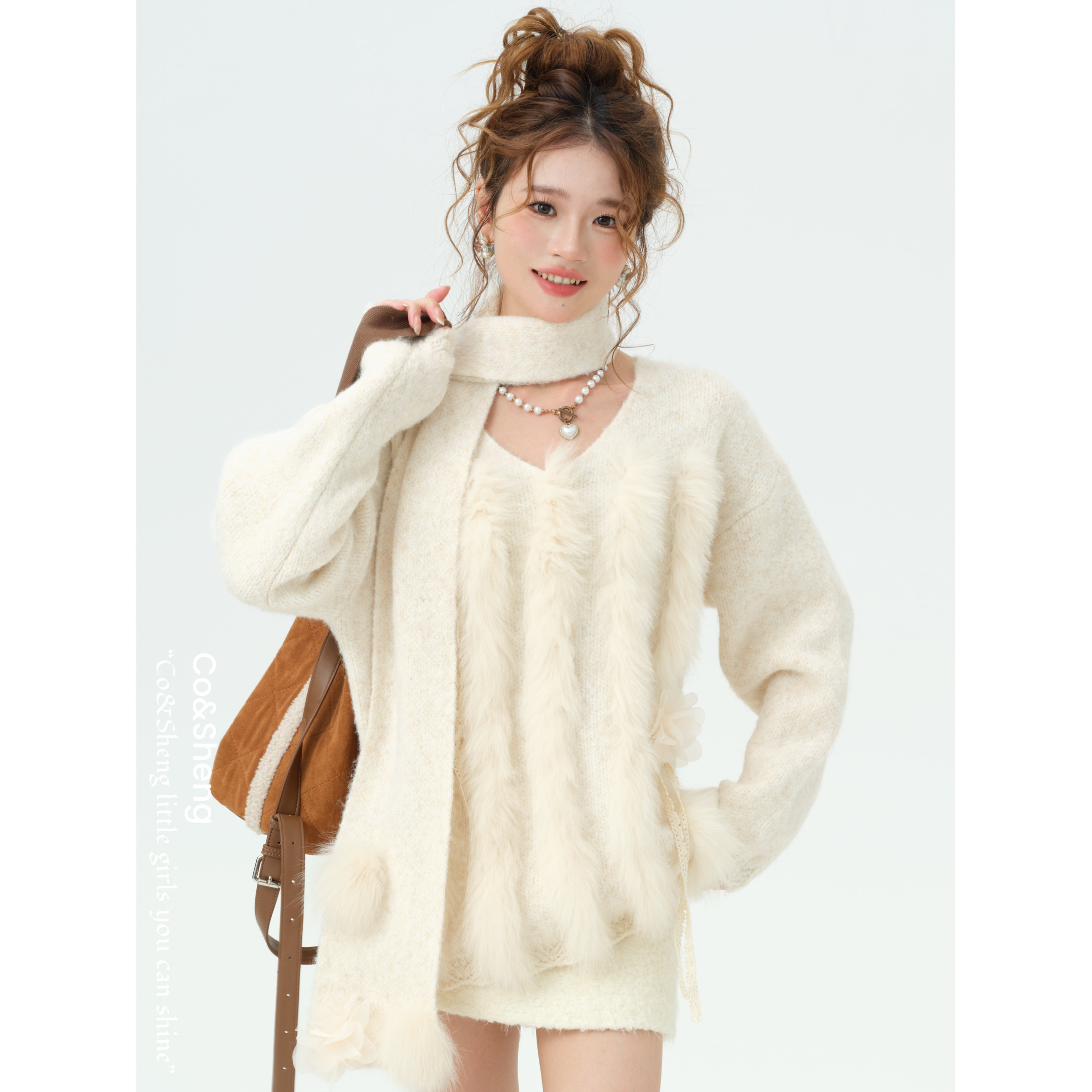 狐绒暖U/Co&Sheng重生小个子女款秋冬毛衣时尚狐毛打底保暖百搭