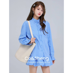 海盐汽水/重生150小个子2025夏季衬衫半身裙长袖白色洋气女装韩版