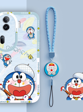 适用oppoReno11手机壳Reno11pro新款opporeon11潮液态硅胶rone全包防摔0pp0外壳oopp保护套哆啦A梦男5G女卡通
