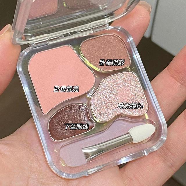 韩系淡颜爱豆四色卧蚕粉盘眼影眼线综合自然持久提亮哑高光一体盘