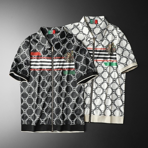 男士开衫短袖T恤 55007 M-3XL P105 平铺图图片