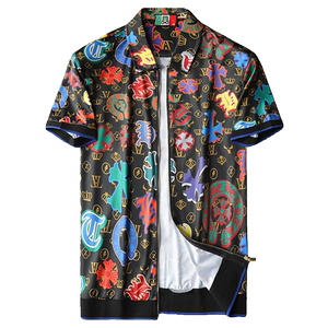 男士开衫短袖T恤 55006 M-3XL P105 平铺图图片