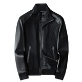 男士绵羊皮拼接夹克外套M-3XL25891P490，男装夹克，钱塘6021