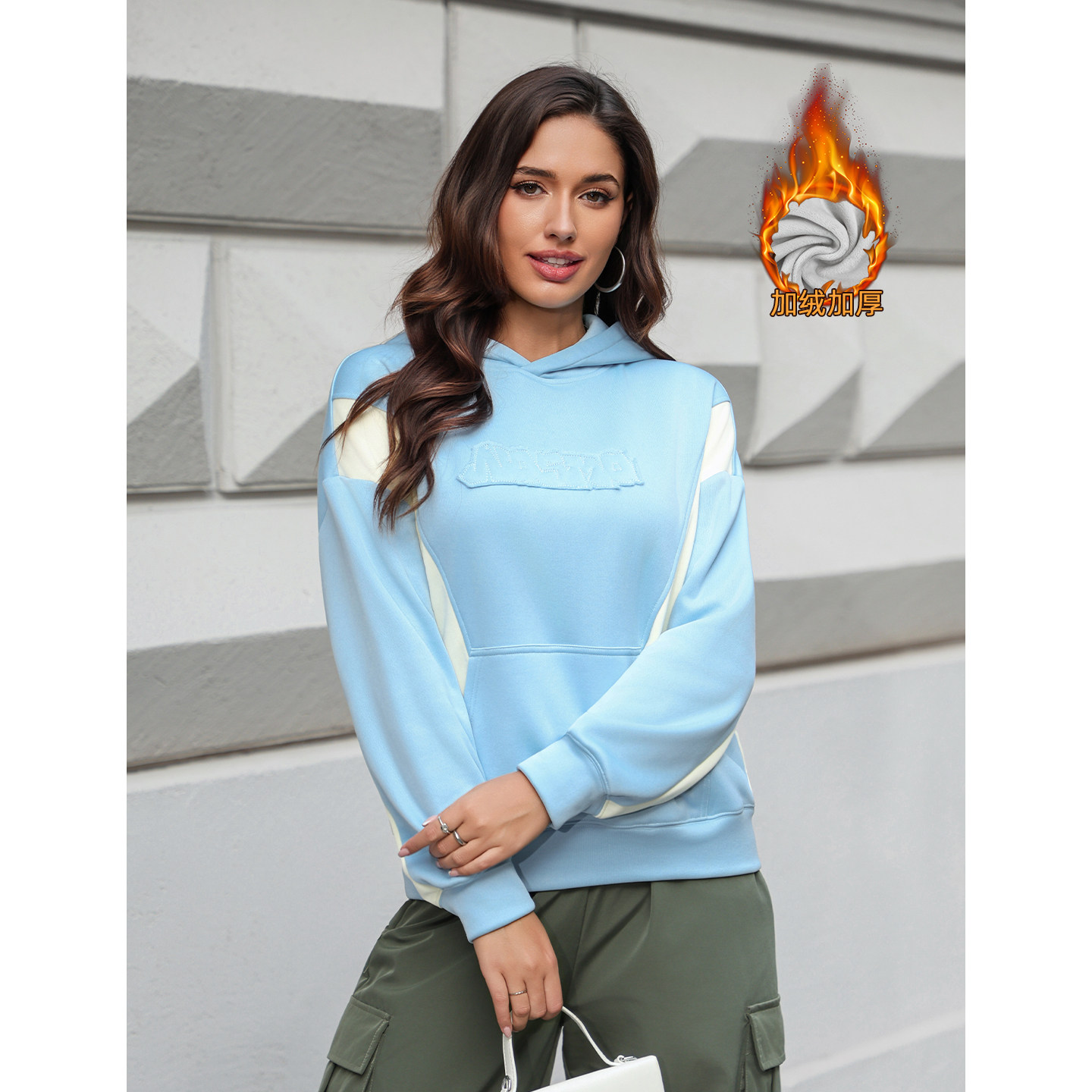本当加绒卫衣女2025新款秋冬季美式复古加厚高级感连帽重磅上衣潮