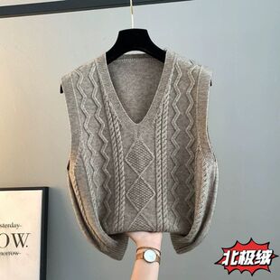 2024女款新款上衣套头马夹学院风马甲针织背心搭配衬衫毛衣坎肩