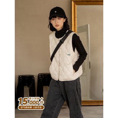 菱格马夹女日系叠穿外搭