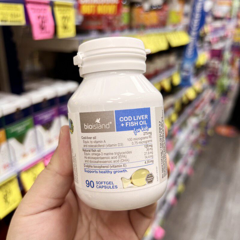 澳洲bio island婴幼儿AD鳕鱼油VD DHA软胶囊90粒儿童鱼油现货