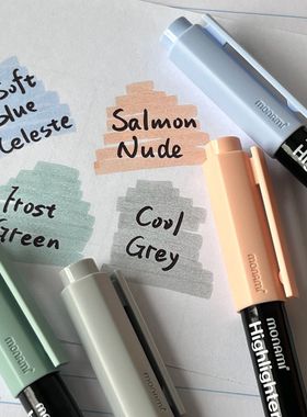 monami慕那美莫兰迪色荧光笔彩笔学生用划重点标记笔高颜值记号笔