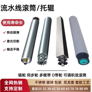 双排链轮滚筒德玛积放滚轮同步轮重载滚轴包胶托辊不锈钢动力滚筒