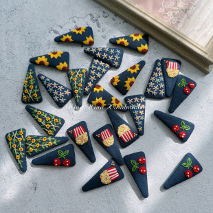 自制手工刺绣发夹不锈钢5cm三角形bb夹儿童发饰发卡刘海夹侧边夹