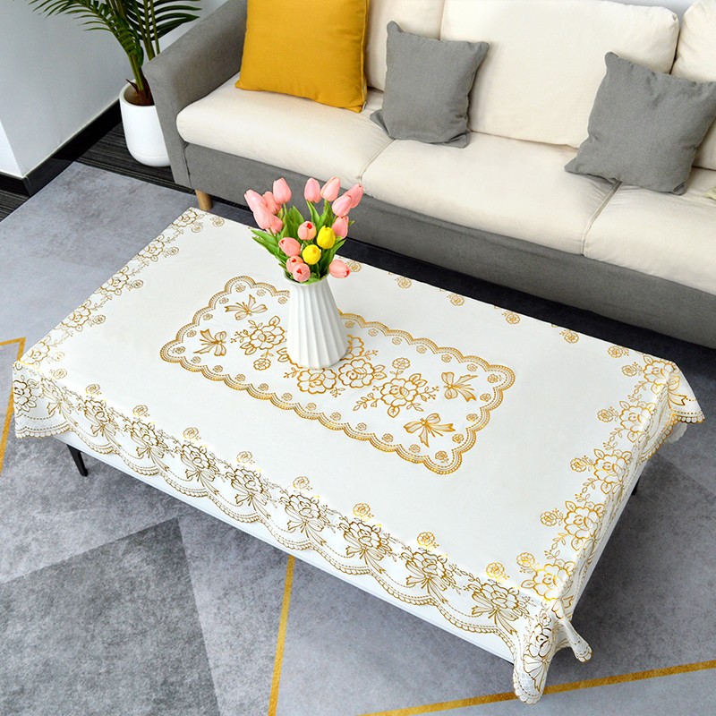 欧式烫金餐桌垫防水防油防烫免洗长方形家用pvc专用桌布茶几布